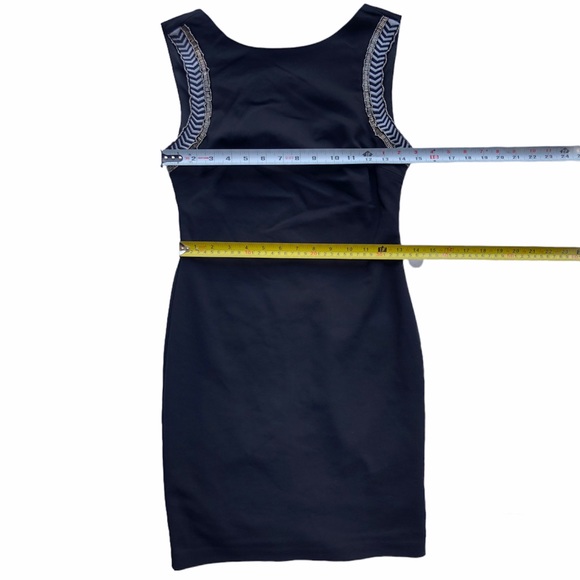 ZARA Little Black Dress Form Fitting With Embroidery Beads Size Medium LBD - Picture 9 of 15